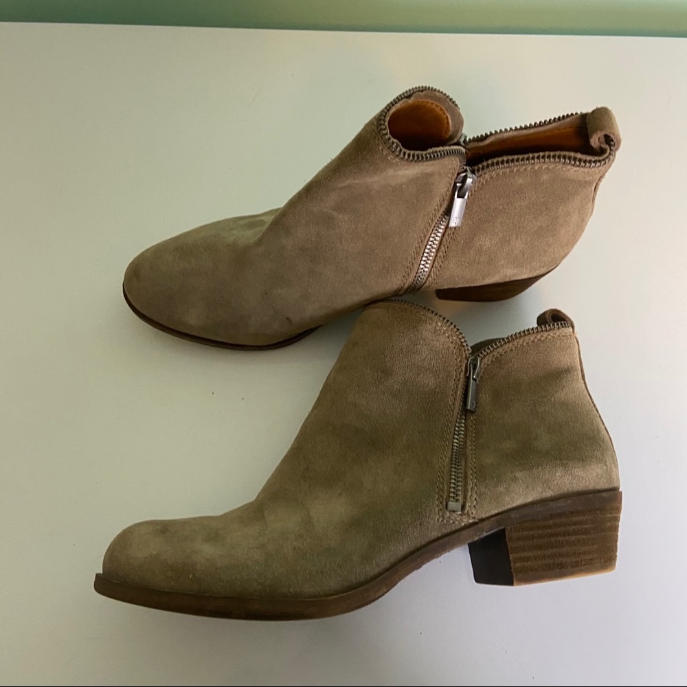 Lucky Brand Double Zipper Heeled Leather Booties